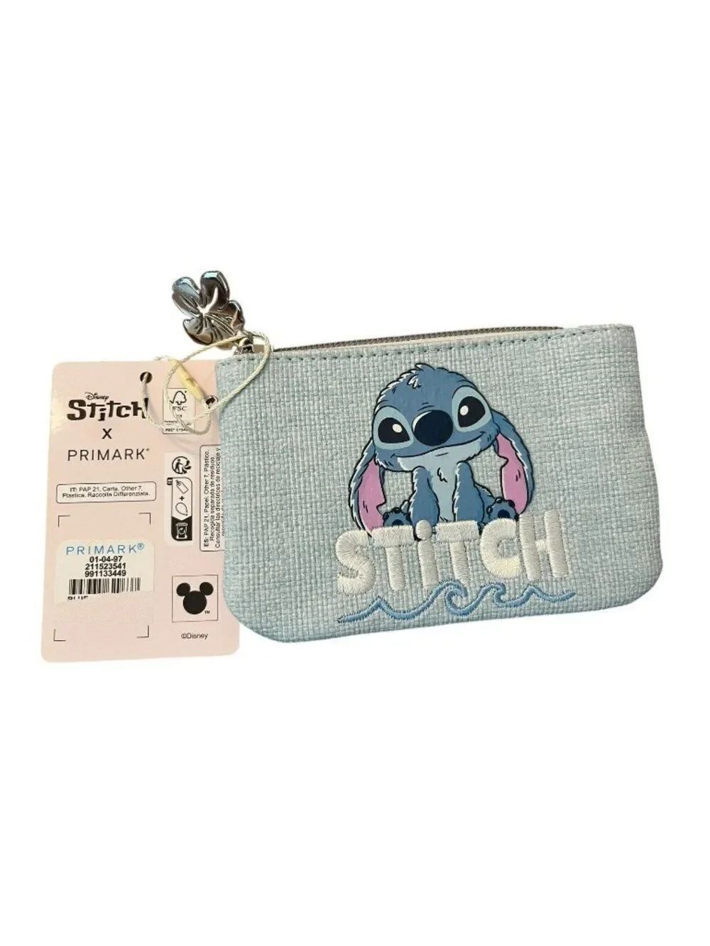 Lilo & Stitch Disney Coin Purse Embroidered Hibiscus Charm Embroidered NWT Gift